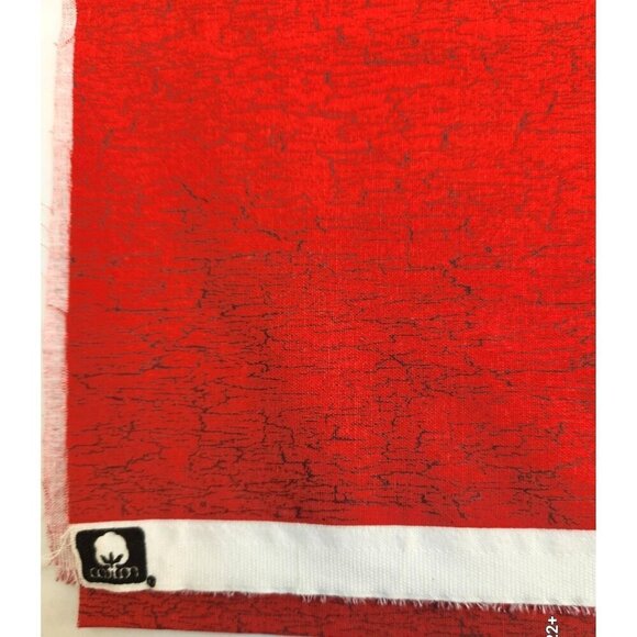 Red & Brown Cotton Cracked Pattern Textile Sewing Quilting Fabric - Picture 1 of 6